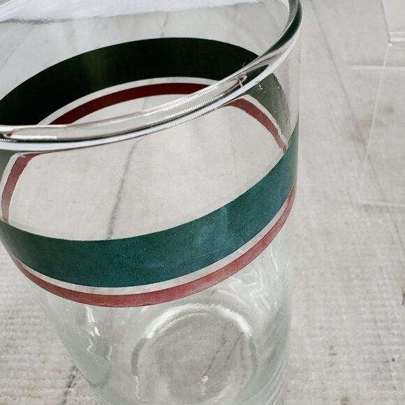 Pfaltgraff JUNIPER Green Mauve Bands Clear Glass Ice Tea Tumbler Glasses Set 4 - Picture 14 of 16